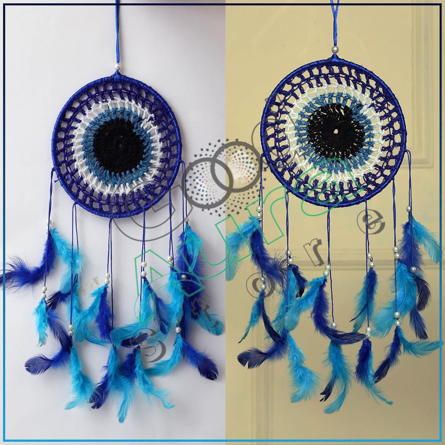 Good Aura Store Handmade Dream Catchers Wall Hangings for Home Decor Kids Room Bedroom Livingroom Balcony Feathers Dreamcatcher Wall Decorations Gift Items(Pack of 1, 15LX48Hcm, Blue) - Image 6