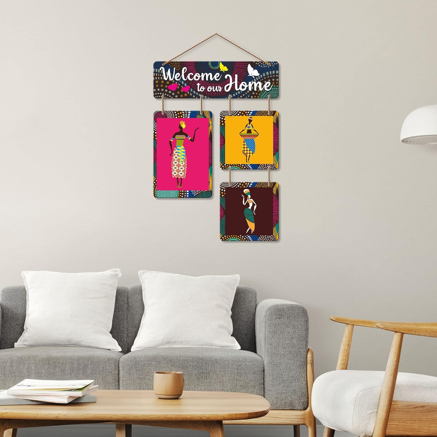 Artvibes Welcome To Our Home Decorative Wall Art Mdf Wooden Hanging For Living Room | Bedroom | Home Decor | Office | Gift | Quotes Items House Decoration |(Wh_6505N) - Image 5