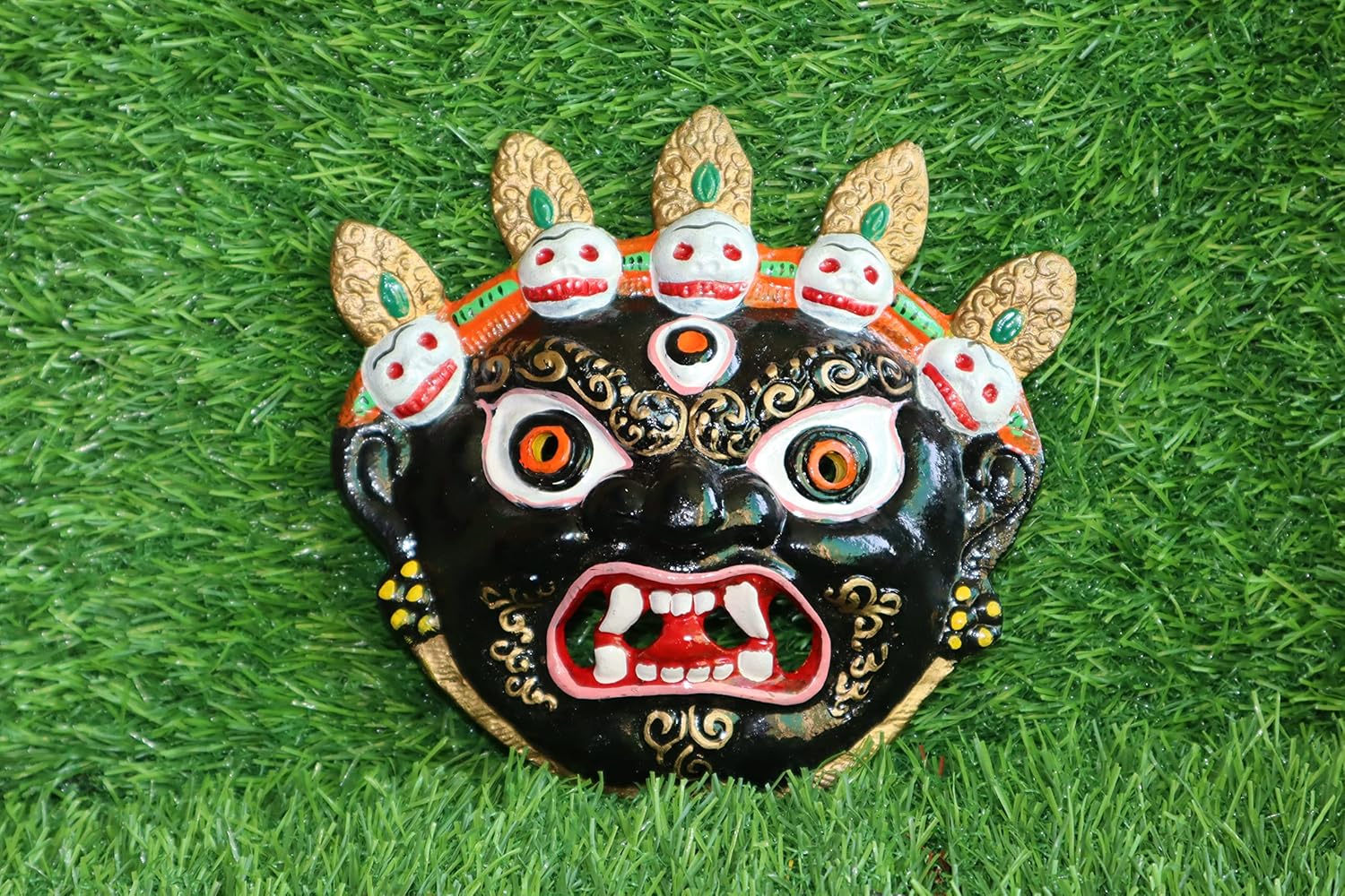 Salvus App SOLUTIONS Metal Nazar Battu Wall Hanging with Mahakal Face Mask - Protection from Evil Eye for Home, Office & Shops (6 INCH) - Image 5