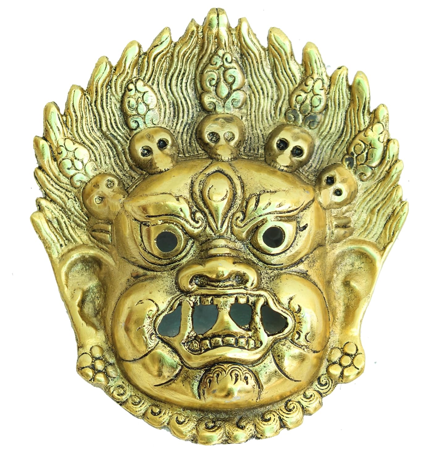 CRAFTICIA Metal Mahakal Face Mask Negative Energy Remover Nazar Battu Evil Eye Protector Wall Mount Hanging Sculpture for Vastu Figurine (4 X 6.5 inch, Golden) - Image 8