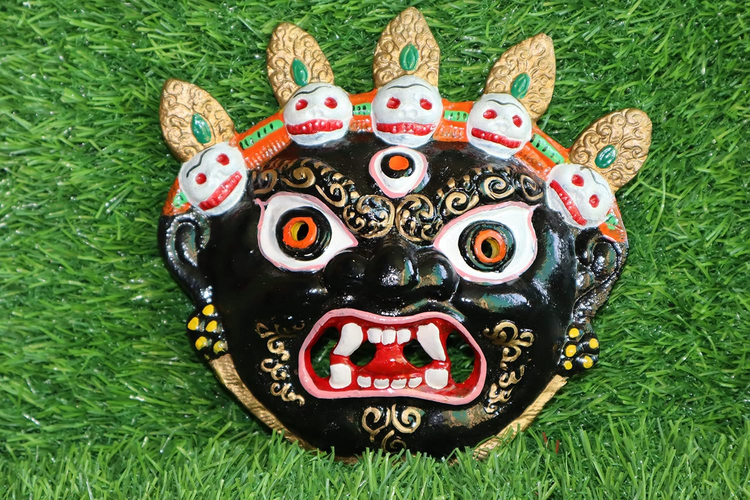 Salvus App SOLUTIONS Metal Nazar Battu Wall Hanging with Mahakal Face Mask - Protection from Evil Eye for Home, Office & Shops (6 INCH) - Image 2
