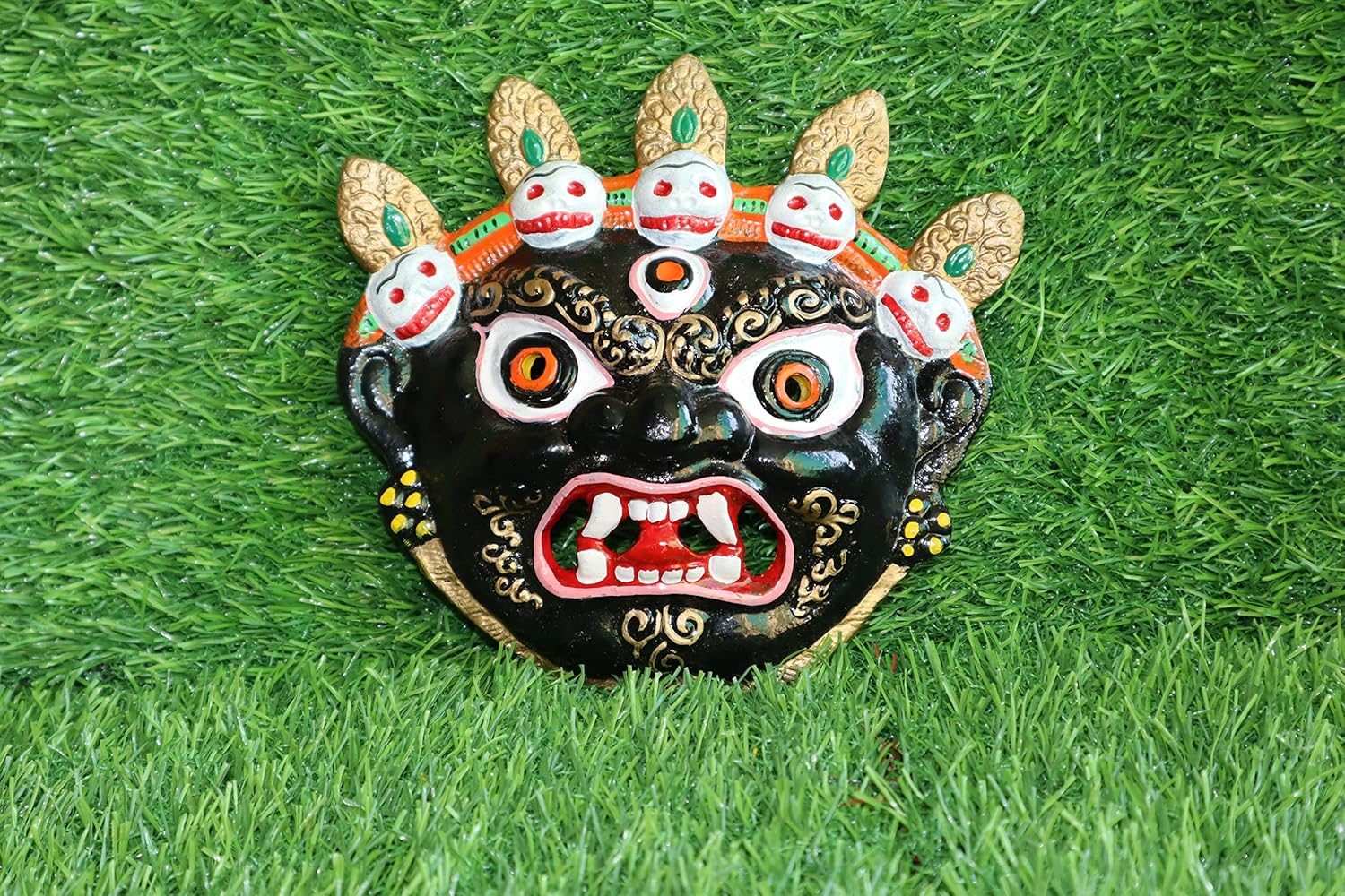 Salvus App SOLUTIONS Metal Nazar Battu Wall Hanging with Mahakal Face Mask - Protection from Evil Eye for Home, Office & Shops (6 INCH) - Image 7