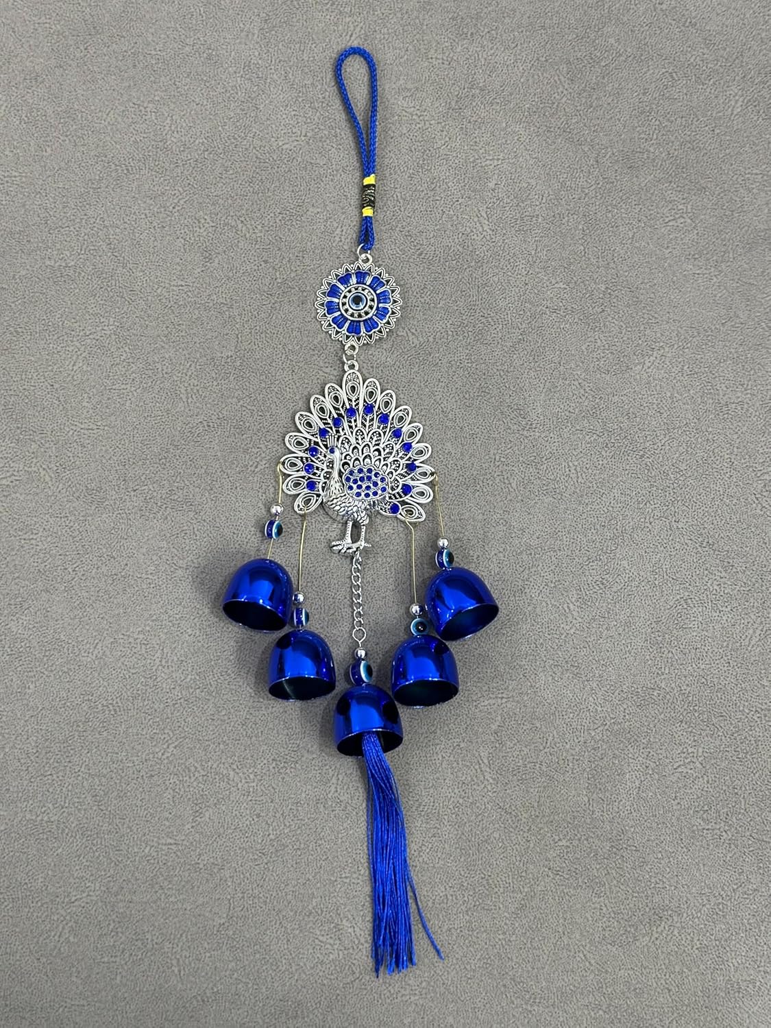 Decorative Peacock Hanging Ornament – 50 cm | Handmade Wall & Door Hanging with Blue Beads & Tassels | Traditional Home Decor for Good Luck & Positive Energy | Boho & Spiritual Hanging - Image 2