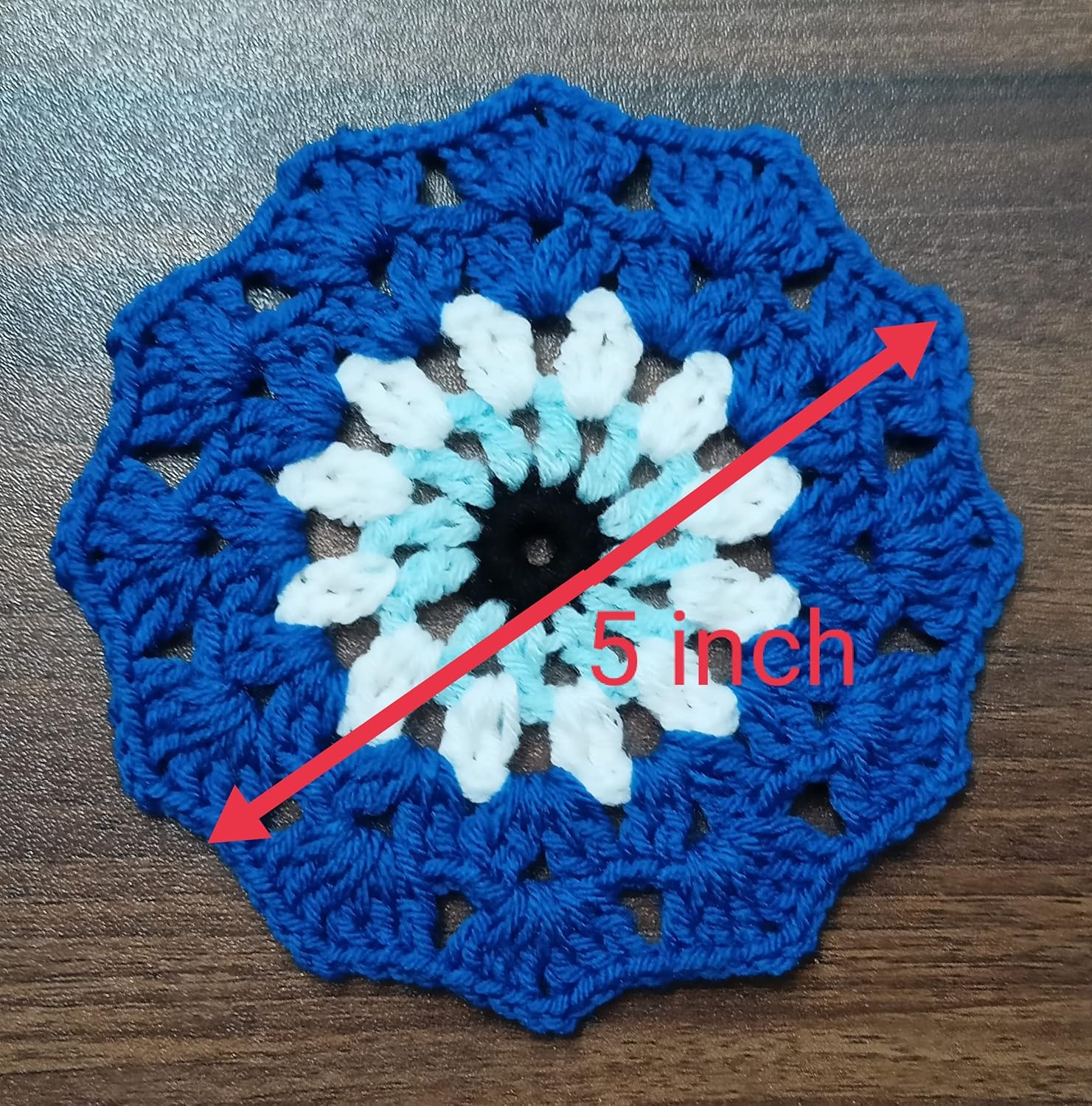 RITIKA CRAFT® Woolen Crochet Handmade Evil Eye Doily/Tea Coaster -5 Inch (Pack of 6) - Image 4