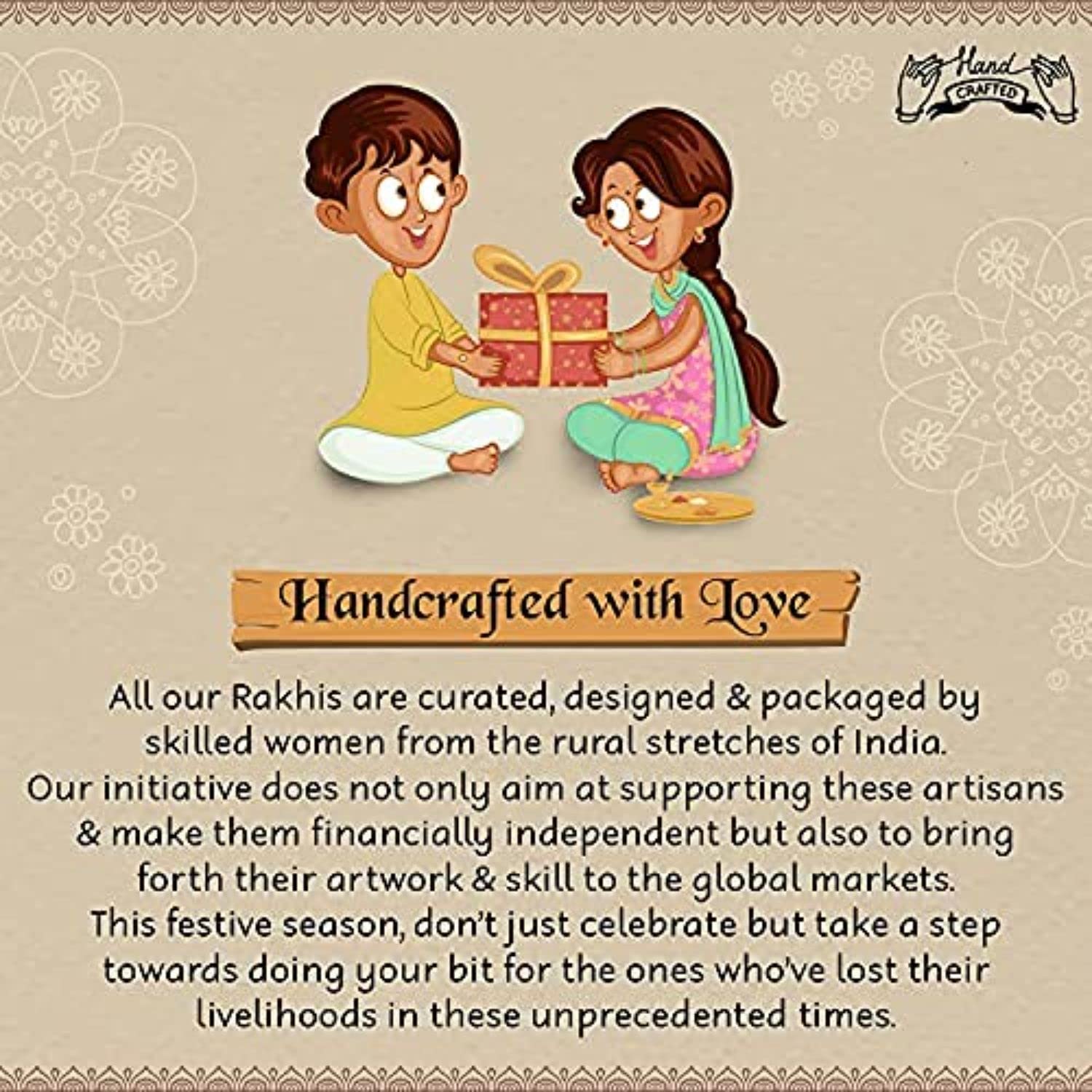 I Jewels Rakshabandhan Designer Handcrafted Pearl & Kundan Bhaiya Rakhi With Roli Chawal for Brother/Bro/Men (R120W) - Image 5