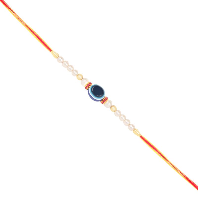 TANAIRA Blue Evil Eye Simple Design Rakhsha bandhan Rakhi for Brothers and Bhabhi| Religious Designer Rakhi with Roli Chawal Pack | Gold Plated Designer Rakhis for Brother |Unique Rakhdi Set of 3 - Image 6