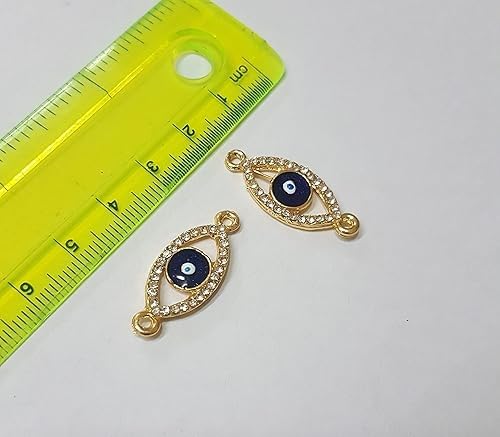 VIGHNESHWAR TRADERS Navy Blue AD Stone Evil Eye Charms, Connectors, Findings for DIY Necklace Bracelet Jewellery and Rakhi Making (27x11mm 8 PCS) - Image 3
