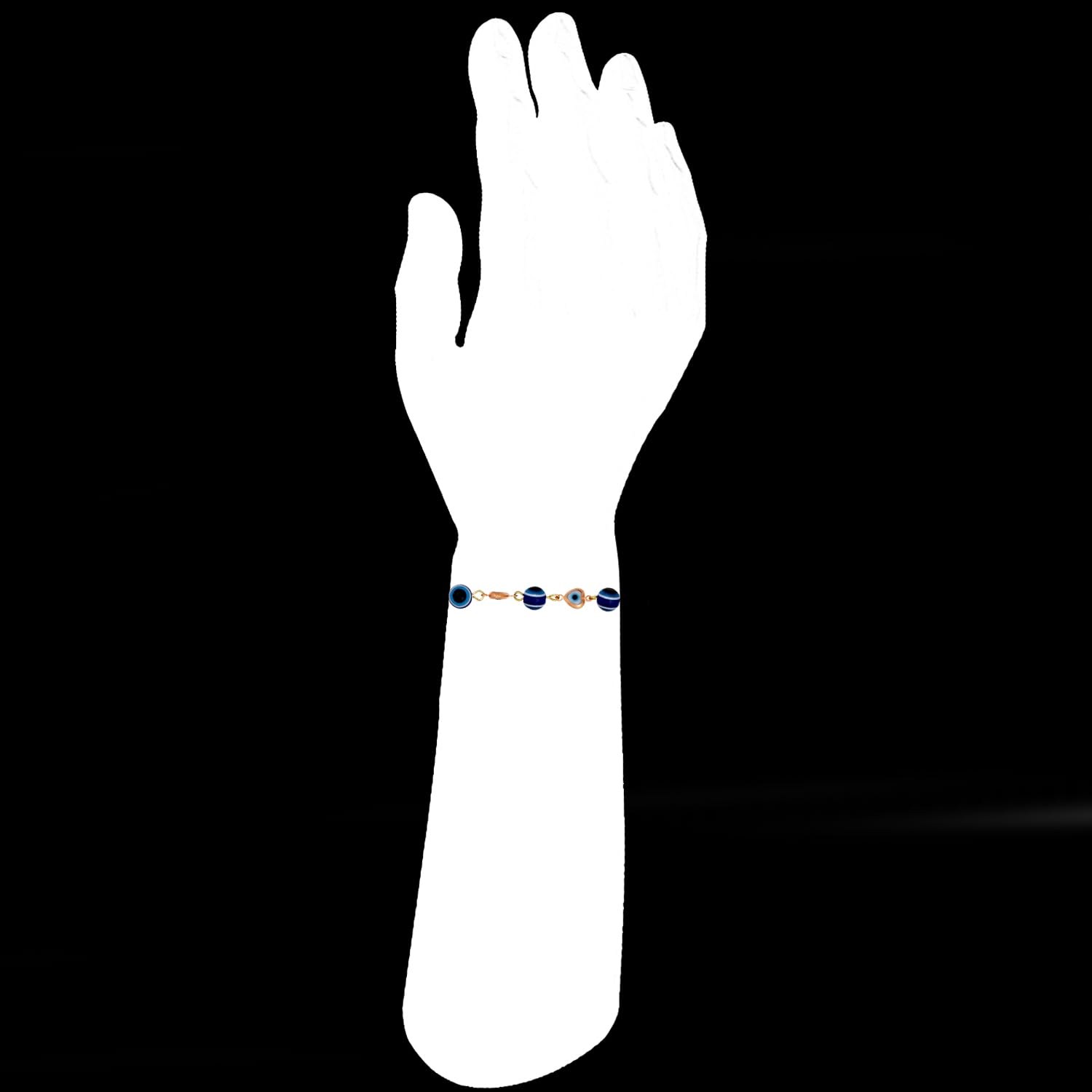 Mahi Gold Plated Auspicious Evil Eye Tiny Hearts Rakhi for Brother (RA1100721G) - Image 3