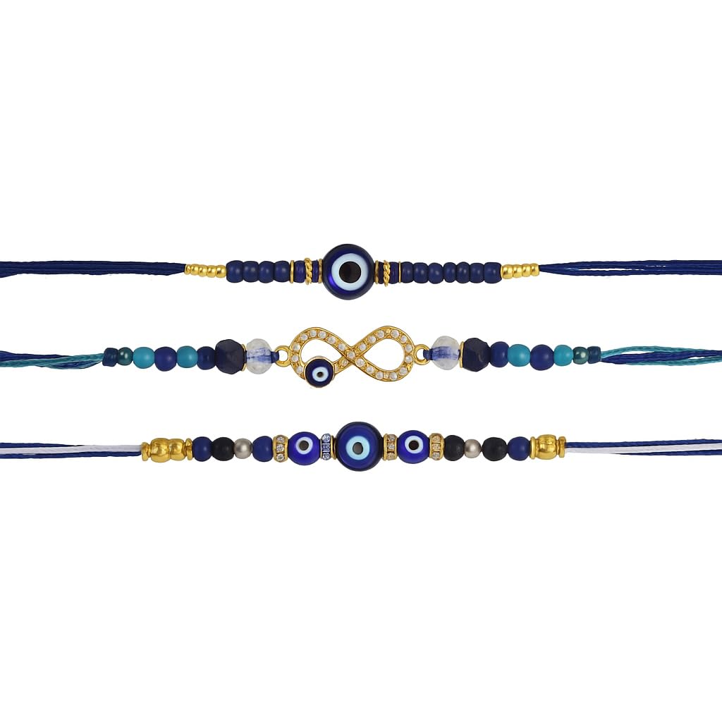 Nazar Suraksha Evil Eye Rakhi Combo – Set of 3 Stylish Rakhis for Men - Image 2