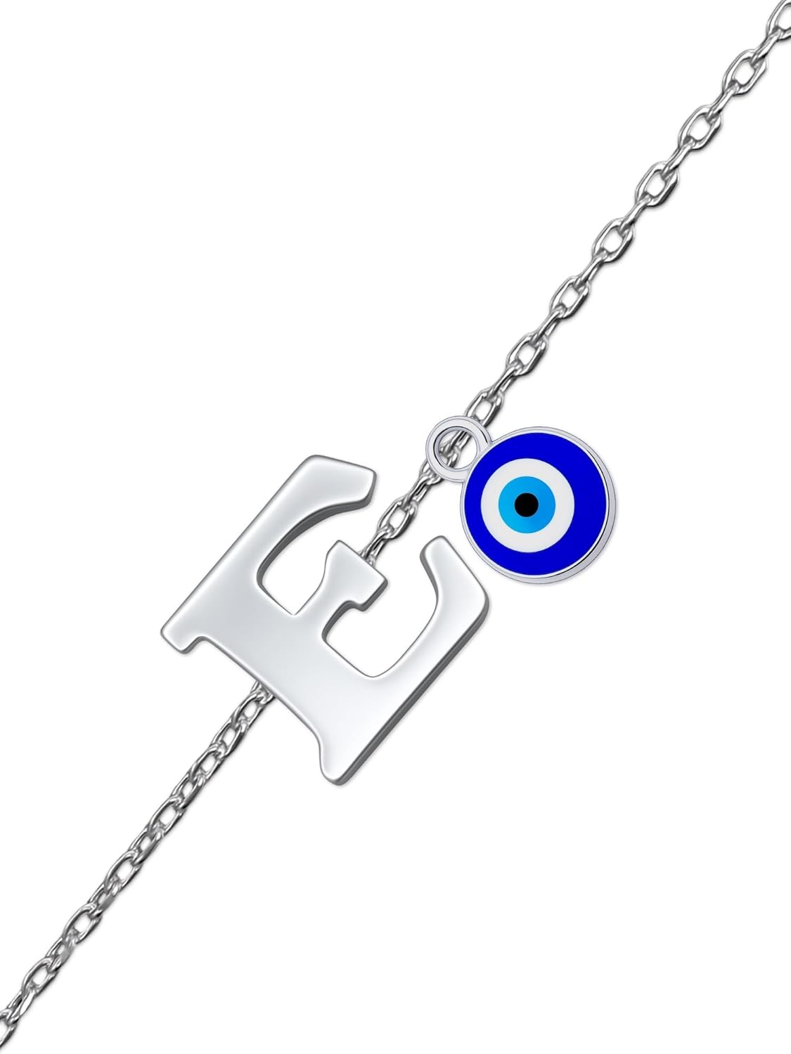 E Letter Blue Evil Eye Initial Name Rakhi Lumba Silver Plated Adjustable Bracelet for Raksha Bandhan | Rakhee Celebration Bracelet Online for Bhaiya, Bhabhi, Brother, Sister In law - Image 2