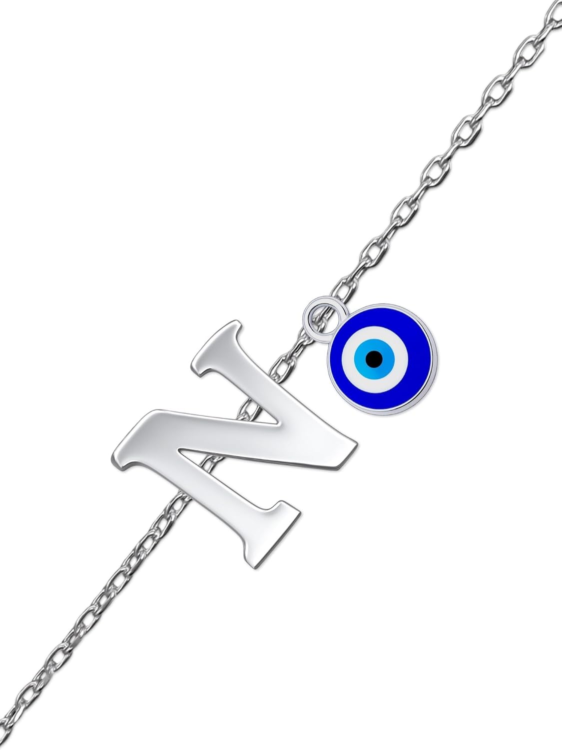 N Letter Blue Evil Eye Initial Name Rakhi Lumba Silver Plated Adjustable Bracelet for Raksha Bandhan | Rakhee Celebration Bracelet Online for Bhaiya, Bhabhi, Brother, Sister In law - Image 2