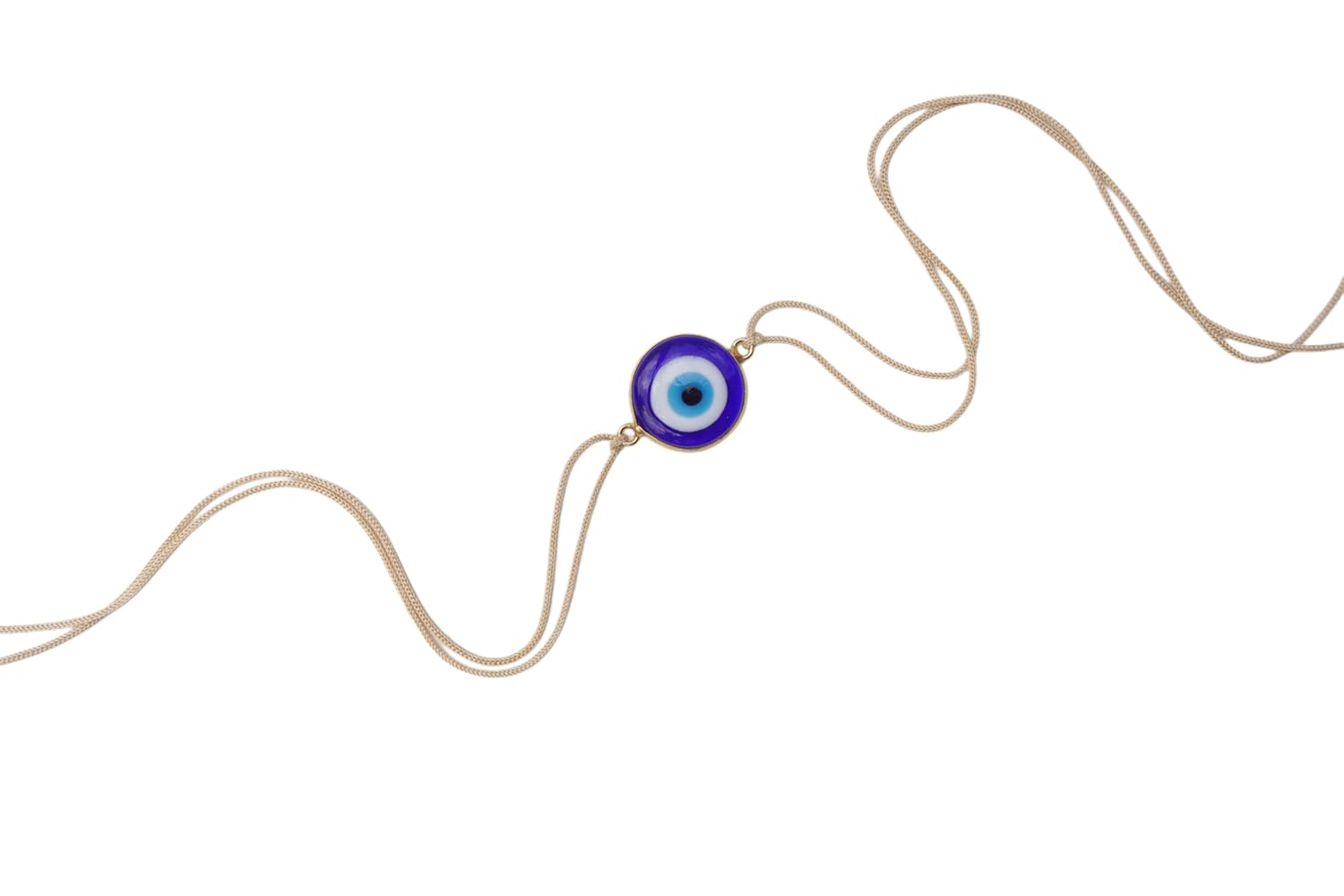 LOL STUDIO - LIVE OUT LOUD Evil Eye Rakhi with Blue Glass Pendant, Gold-Toned - Image 2