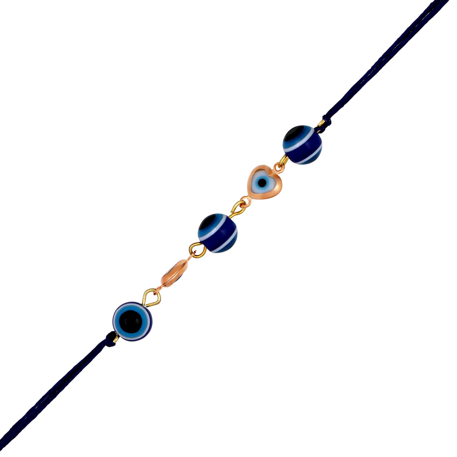 Mahi Gold Plated Auspicious Evil Eye Tiny Hearts Rakhi for Brother (RA1100721G) - Image 4