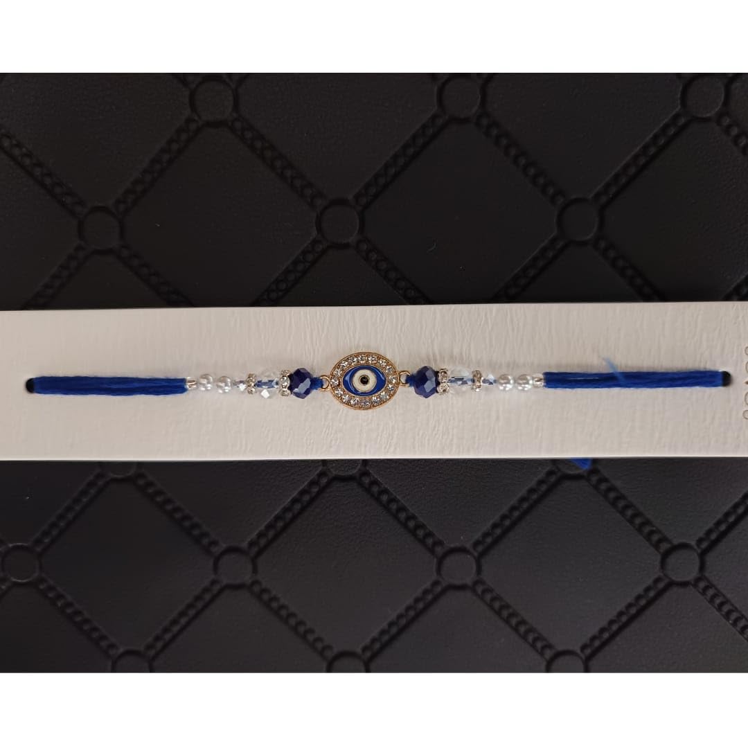 SWEKSHA CREATIONS Premium AD stone work EVIL EYE Rakhi Set for Brother Designer Rakhis Combo for Raksha Bandhan (5 Rakhi) - Image 3