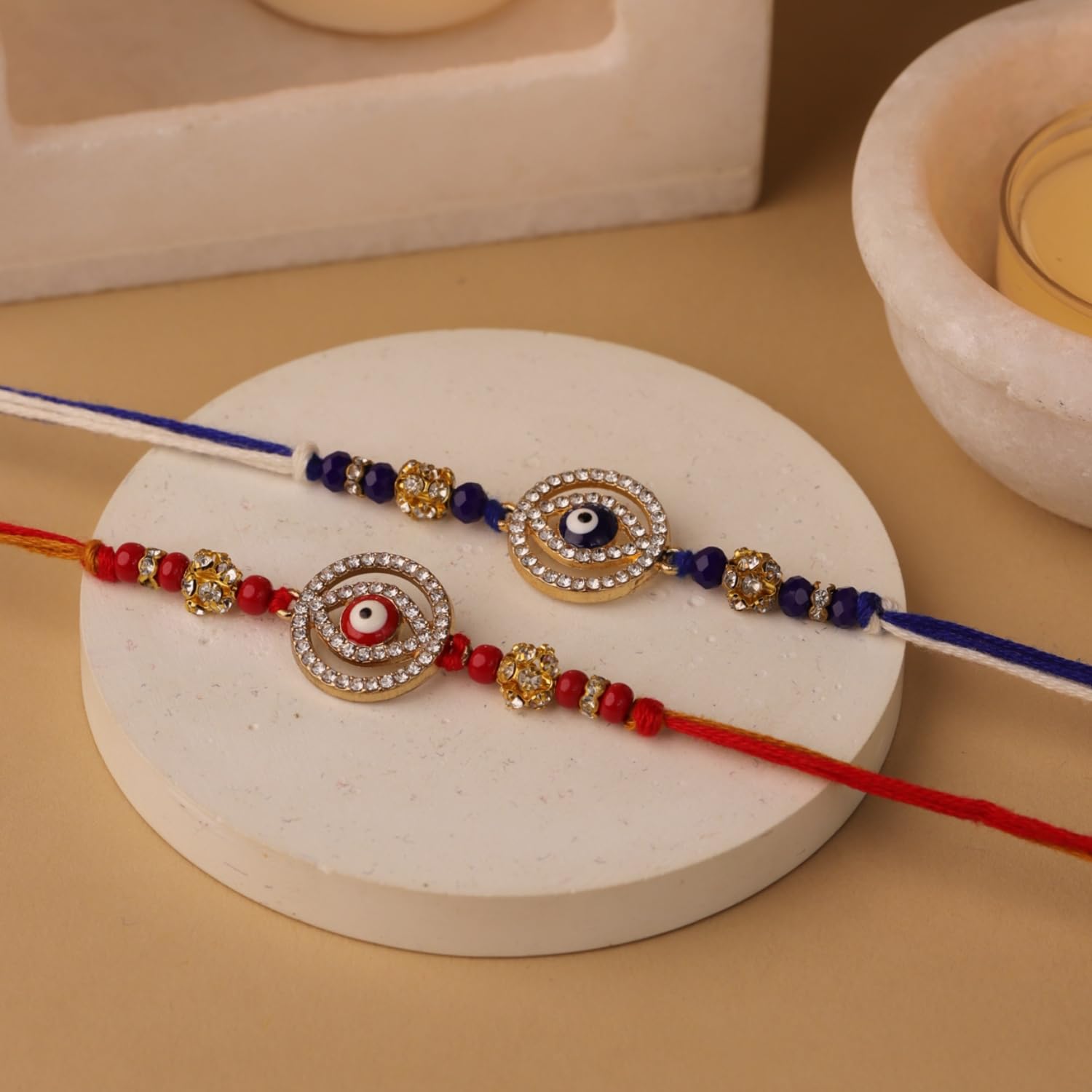 The Knot Company Bhaiya Bhabhi Rakhi for Rakshabandhan (2 Piece) with Tilak and Greeting Card - Rakhi for Brother and Bhabhi - Image 3