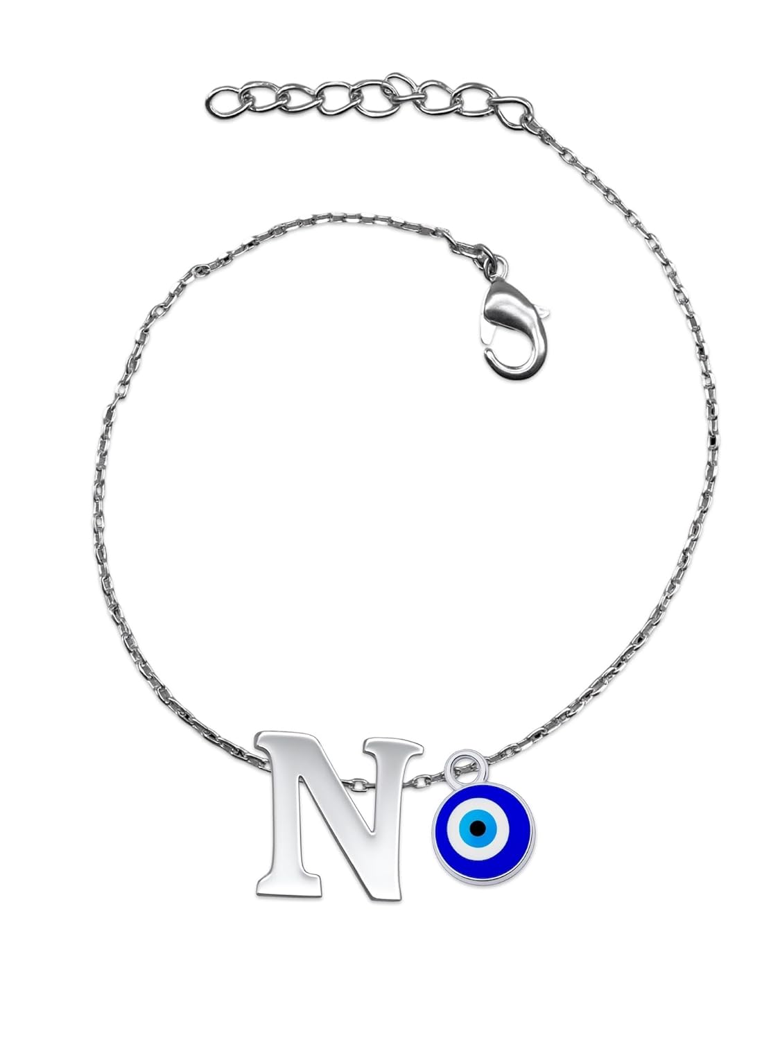 N Letter Blue Evil Eye Initial Name Rakhi Lumba Silver Plated Adjustable Bracelet for Raksha Bandhan | Rakhee Celebration Bracelet Online for Bhaiya, Bhabhi, Brother, Sister In law - Image 5