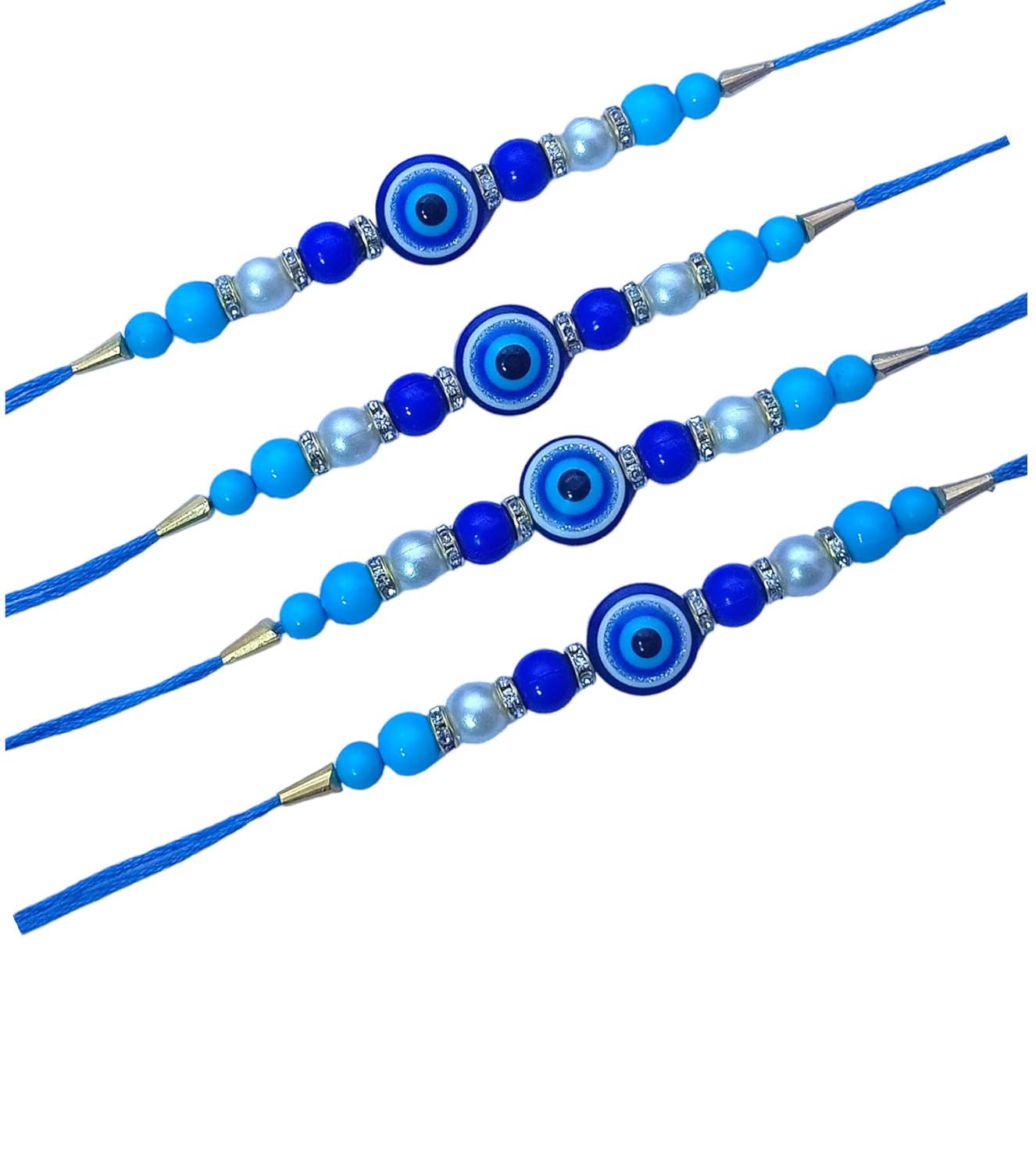 DEPTI DÉCOR Blue Evil Eye Rakhi (Set of 12) Boys And Girls Rakhi - Artificial Big Blue Beaded Rakhi Thread Rakhi Bhaiyya/Bhai Rakhi Rakshabandhan Celebration And Gift - Image 3