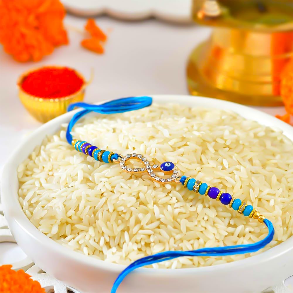 Half Engineer Infinite Evil Eye Men's Thread Rakhi For Brother|Pack Of 1|Rakshabandhan Special|Good Luck with Roli Chawal - Image 4