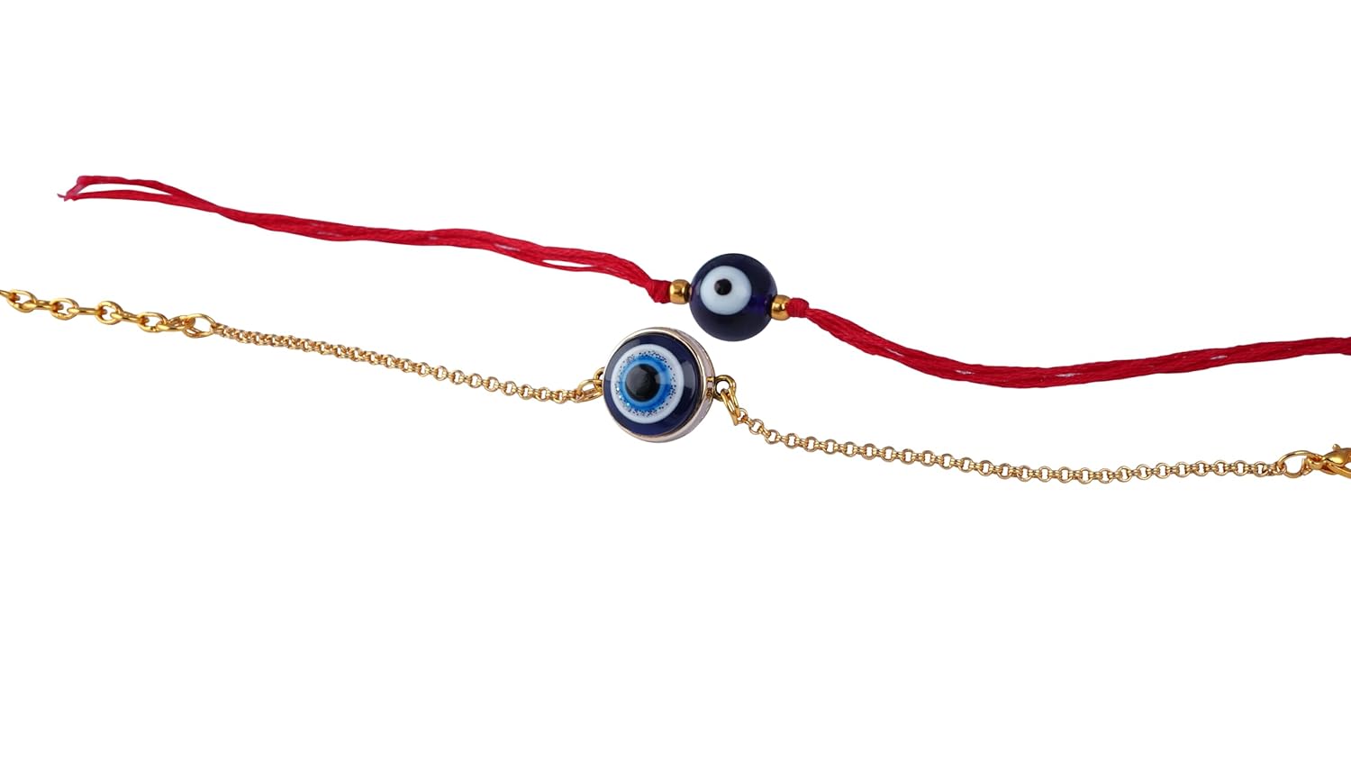 JFL Mens - Jewellery for Less Combo of 2 Traditional Evil Eye Rakhi for Rakshabandhan Festival Brother Rakhi Handcrafted with Roli Chawal & Hand Written Card, Adjustable. - Image 4