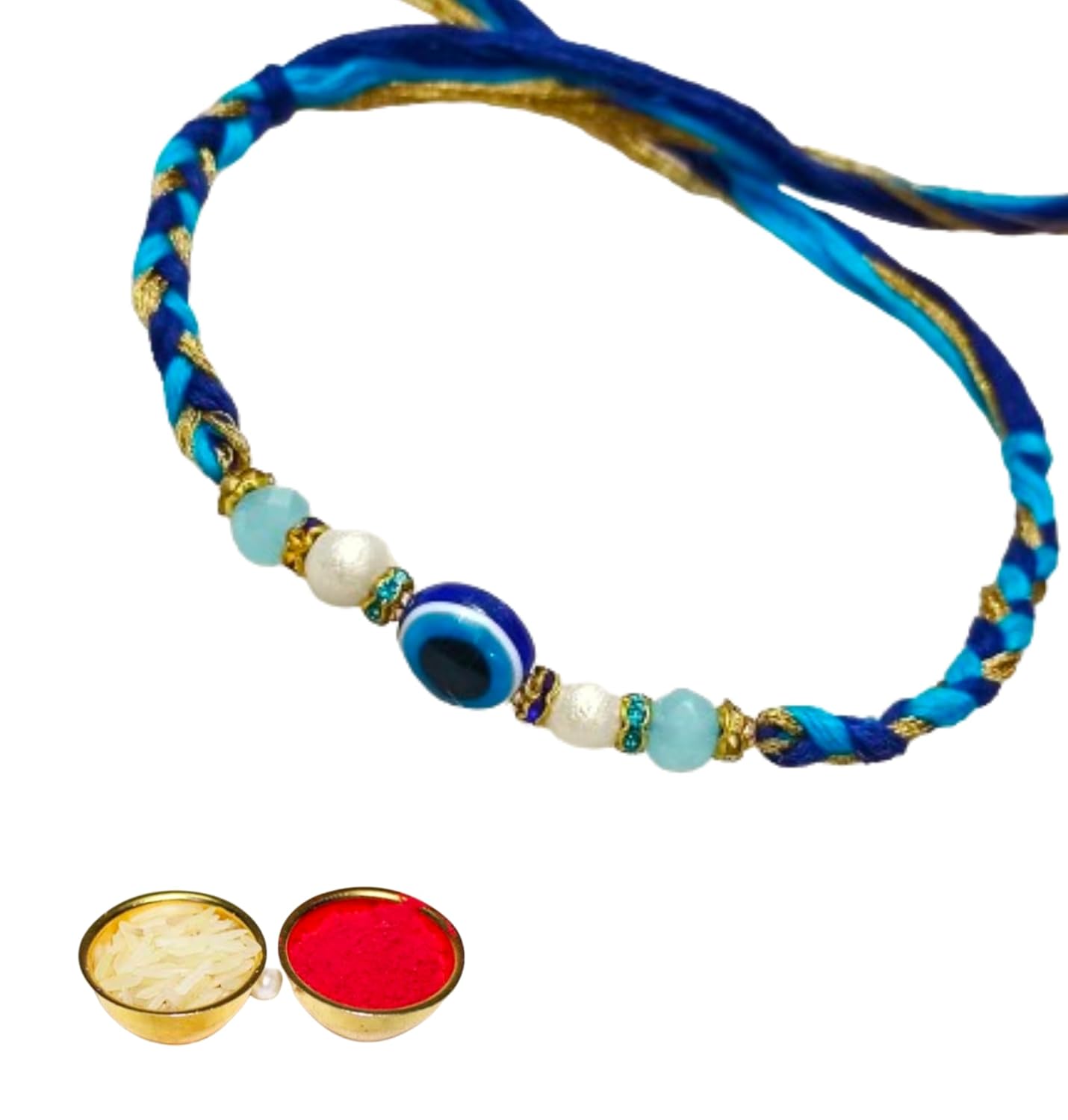 CIYA PLUS evil eye Rakhi For Brother with beautiful Small pack of Roli chawal, Get The Best Evil Eye Rakhi For Your Brother. - Image 2