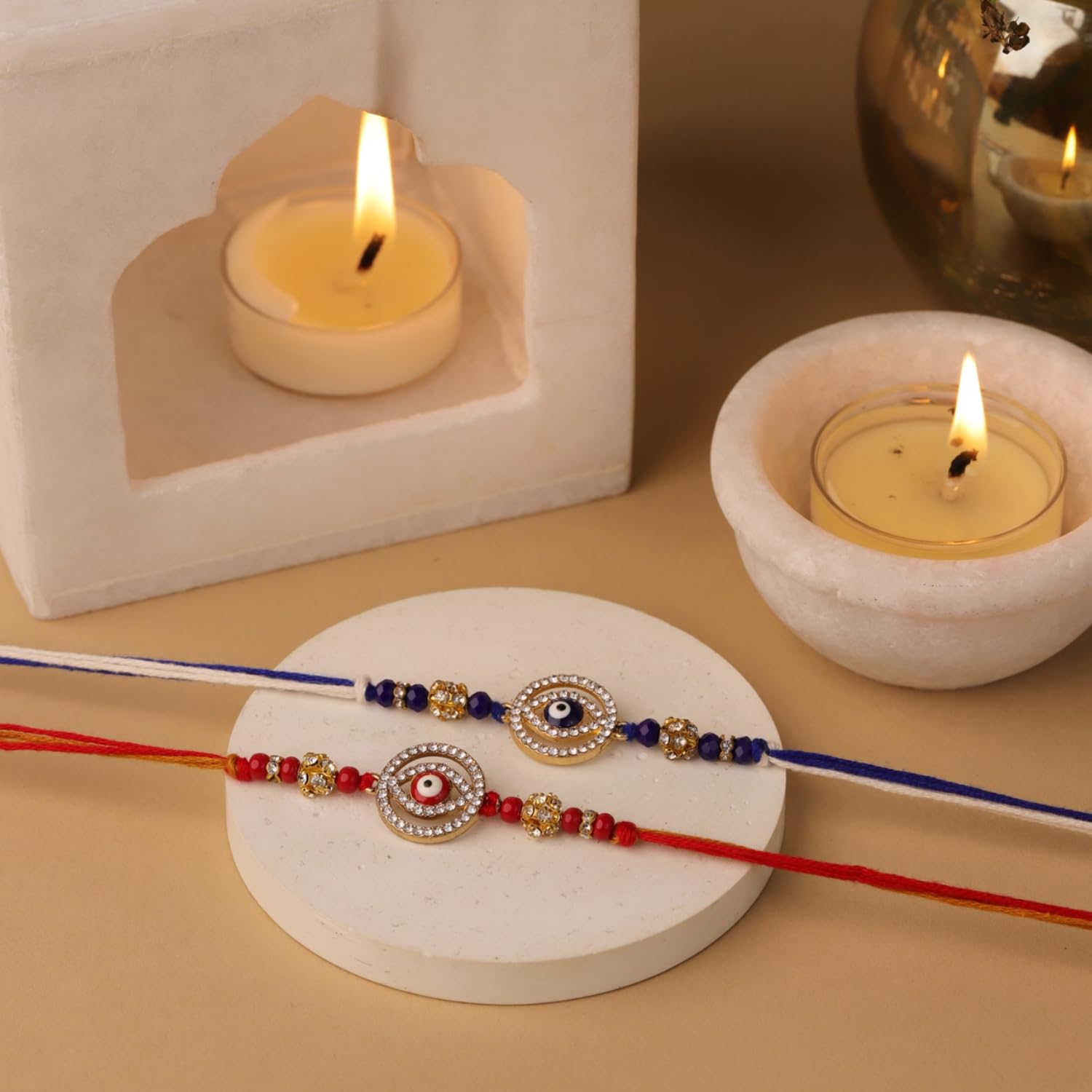 The Knot Company Bhaiya Bhabhi Rakhi for Rakshabandhan (2 Piece) with Tilak and Greeting Card - Rakhi for Brother and Bhabhi - Image 4