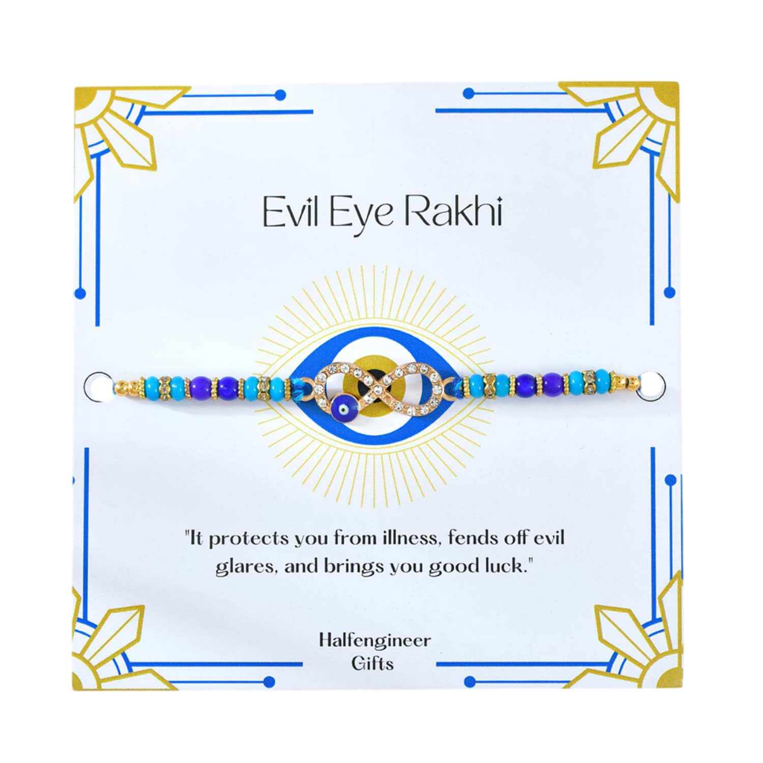 Half Engineer Infinite Evil Eye Men's Thread Rakhi For Brother|Pack Of 1|Rakshabandhan Special|Good Luck with Roli Chawal - Image 2