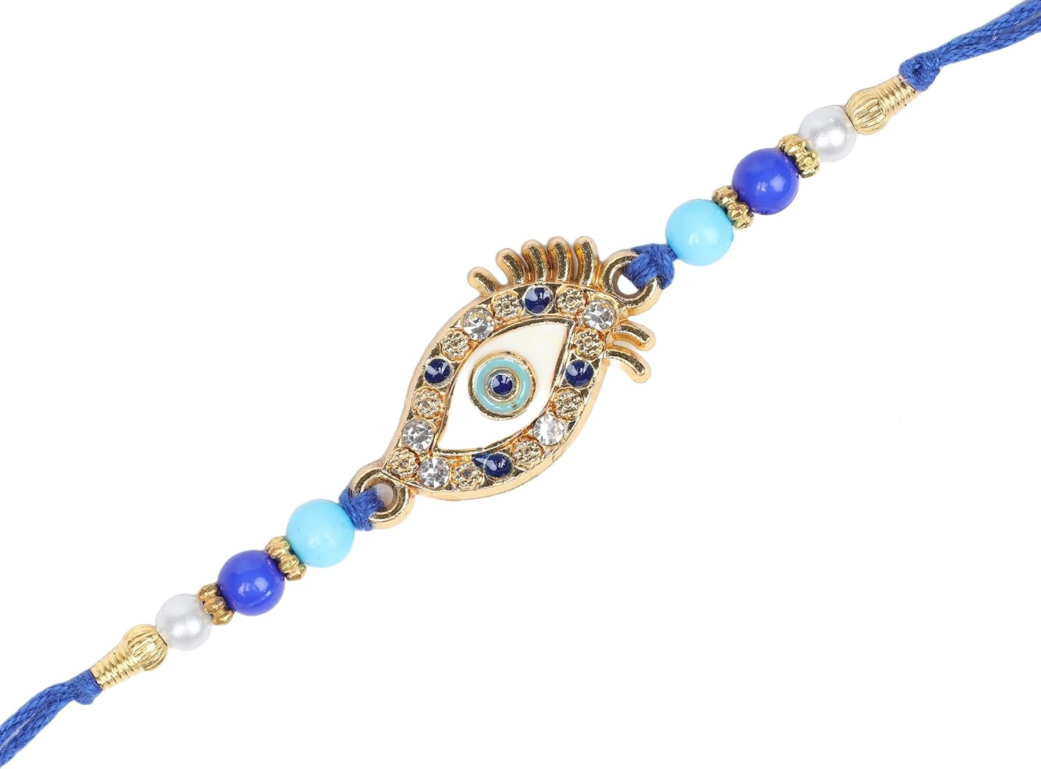 Nemi Enterprises Stylis Designer Evil Eye Dimand Blue Rakhi For Brother || Sister || Family || Bhaiya Bhabhi Rakhi For Raksha Bandhan With Roli Chawal(NE 402) - Image 7