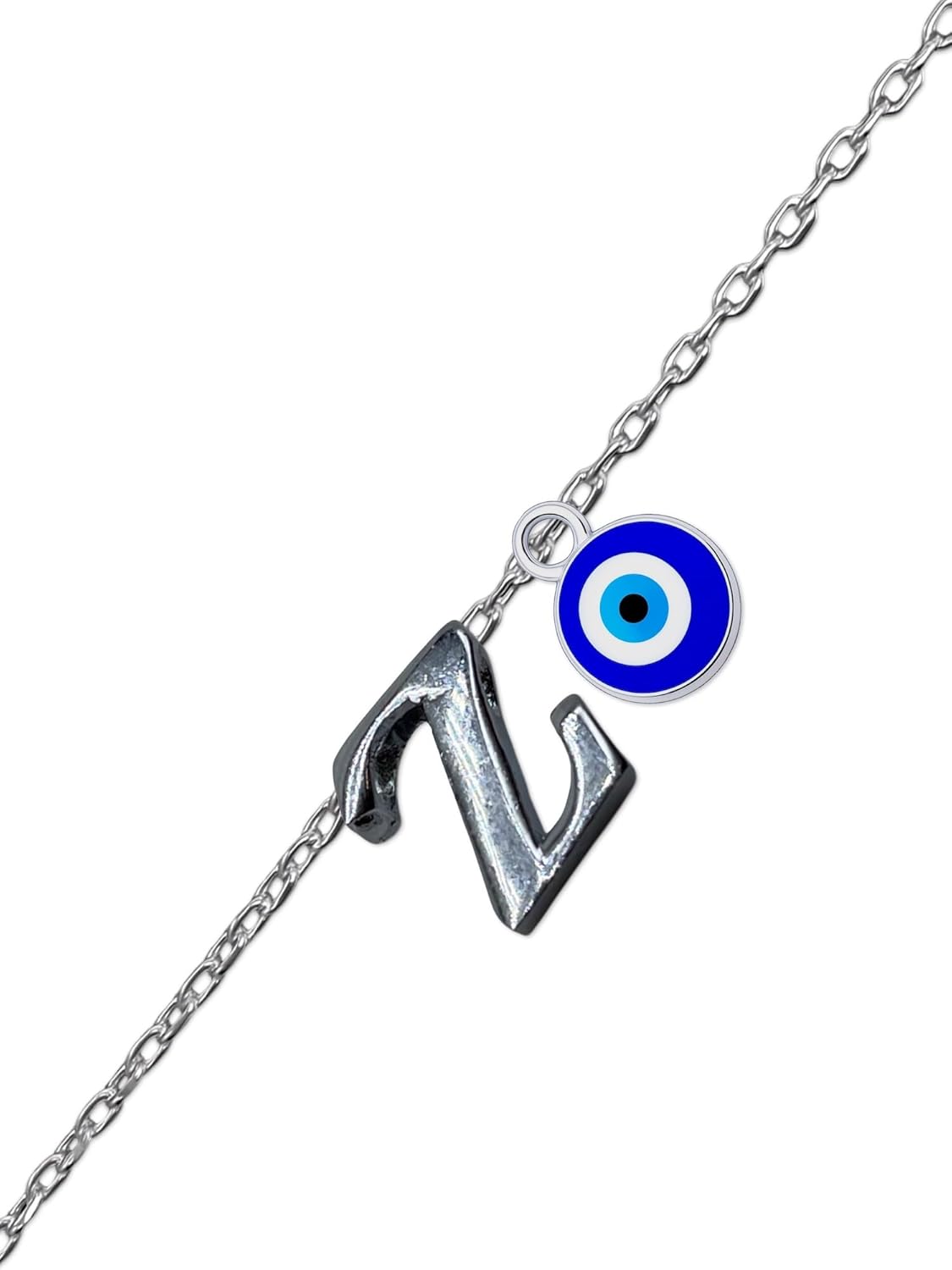 Z Letter Blue Evil Eye Initial Name Rakhi Lumba Silver Plated Adjustable Bracelet for Raksha Bandhan | Rakhee Celebration Bracelet Online for Bhaiya, Bhabhi, Brother, Sister In law - Image 2