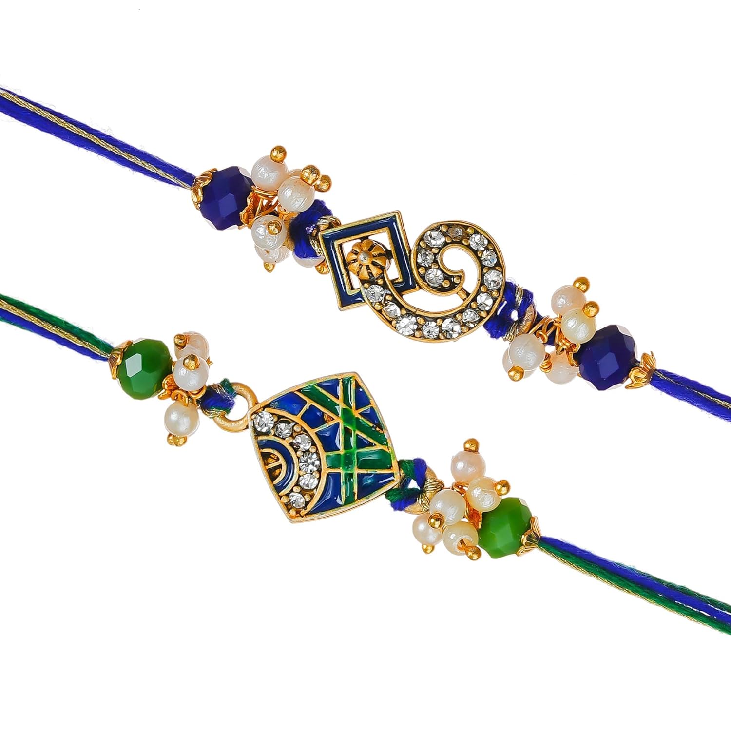 eCraftIndia Set of 2 Green Blue Designer Rakhis | Best Bro Ever Fridge Magnet | Roli Chawal Pack | Rakhi for Brother Bhaiya Bhai Bhabhi Kids - Image 8