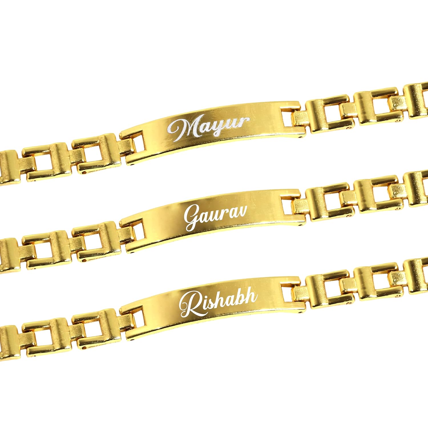 Innovative Gifts Personalized Metal Rakhi with Name for Brother I Hand carved Brass Made I Engraved Name Bracelet I Stylish Trendy & Long Lasting Customized gift for Bhaiya on Rakshabandhan - Golden - Image 2