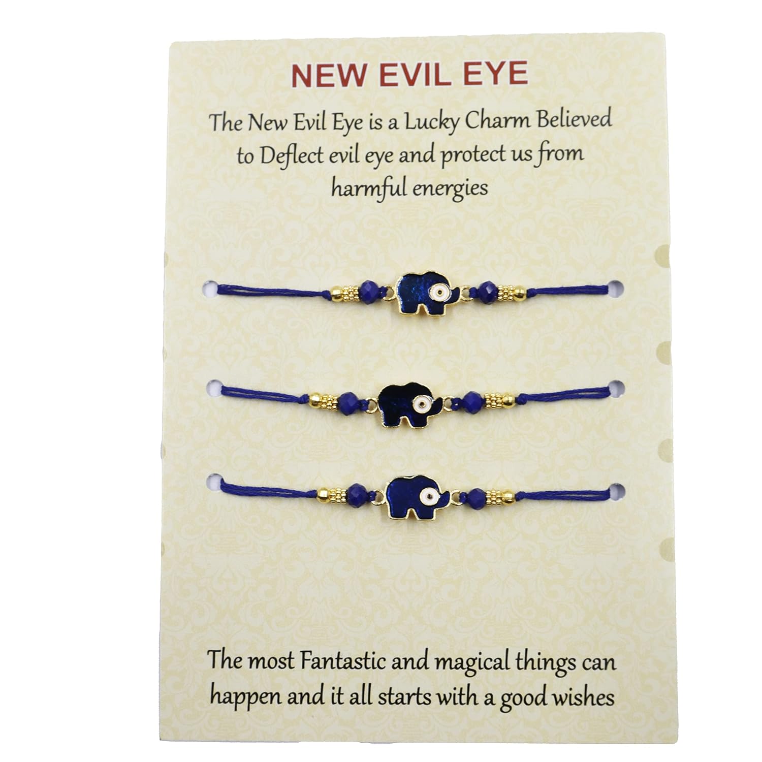 Alaukik Evil Eye Rakhi Protect From Negative Energy Set of 3 Unisex Evil Eye Rakhi With Beads Handmade Rakhi With Roli Chawal And Greeting Card for Bro/Brother/Bhaiya/Bhai - Image 3