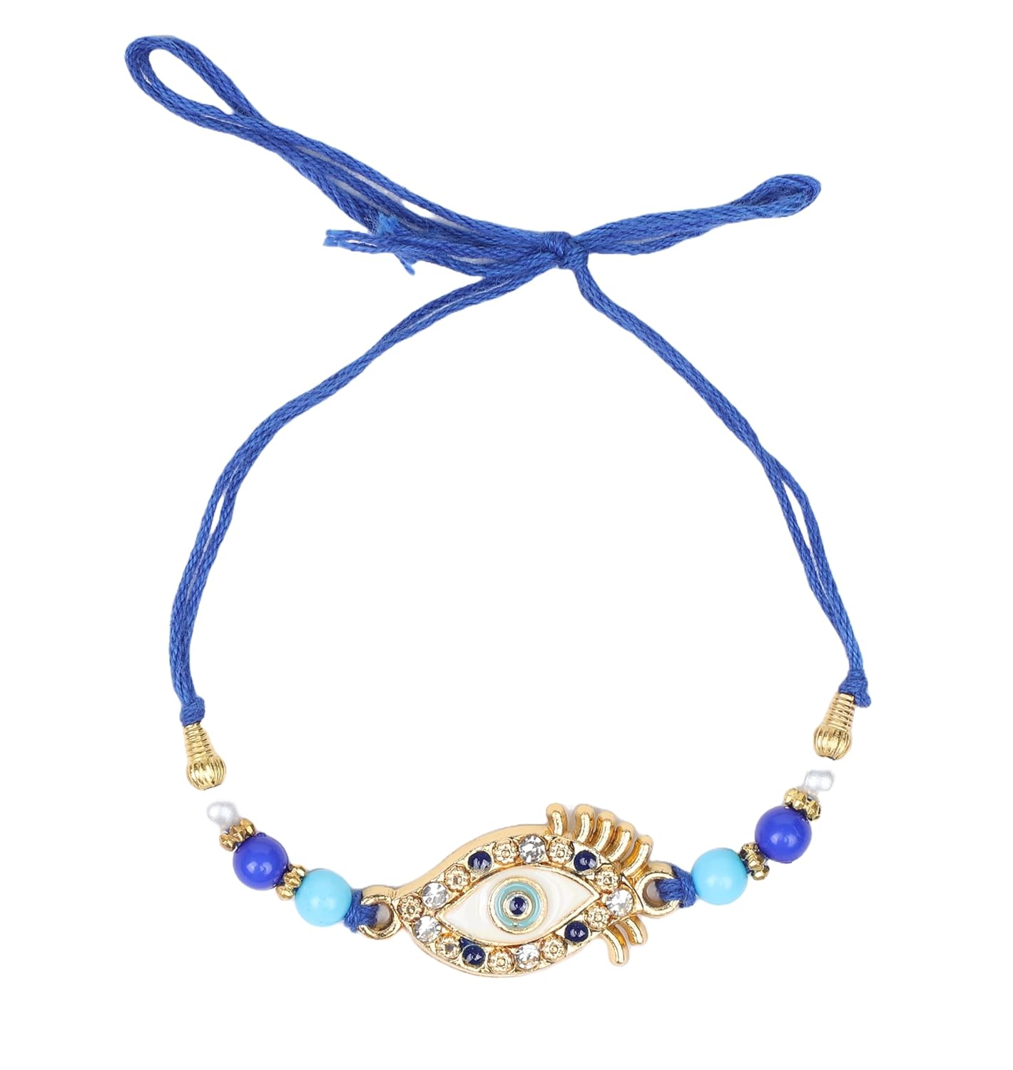 Nemi Enterprises Stylis Designer Evil Eye Dimand Blue Rakhi For Brother || Sister || Family || Bhaiya Bhabhi Rakhi For Raksha Bandhan With Roli Chawal(NE 402) - Image 4