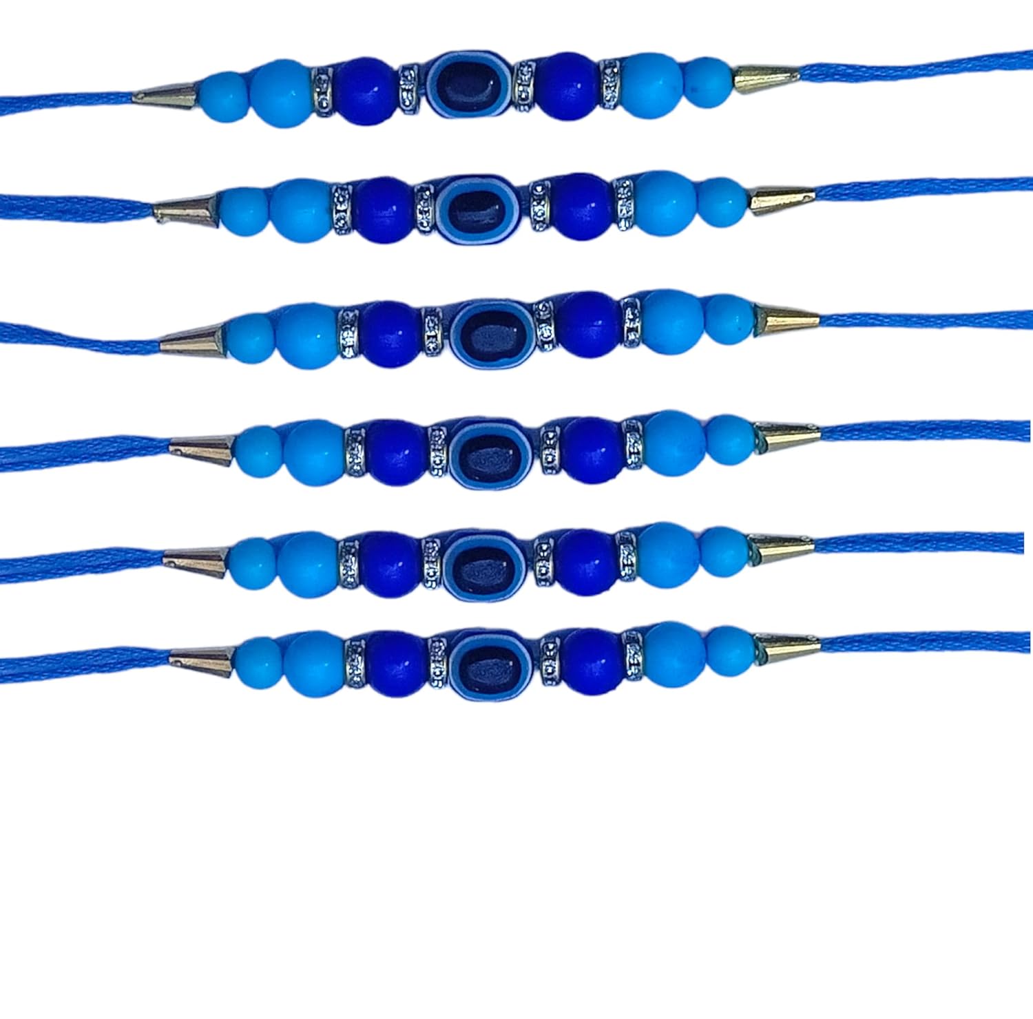 DEPTI DÉCOR Blue Evil Eye Rakhi Set of 6 for Boys And Girls Rakhi, with Artificial Big Blue Beaded Rakhi Thread Rakhi Bhaiyya/Bhai Rakhi Rakshabandhan Celebration And Gift - Image 3