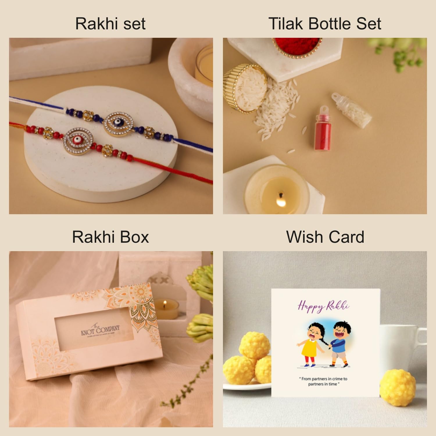 The Knot Company Bhaiya Bhabhi Rakhi for Rakshabandhan (2 Piece) with Tilak and Greeting Card - Rakhi for Brother and Bhabhi - Image 5
