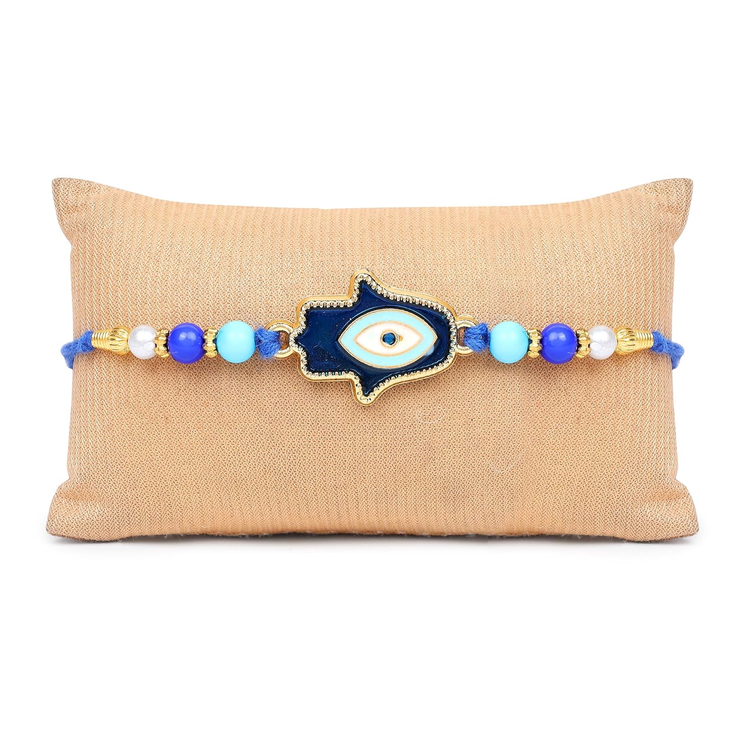 Nemi Enterprises Stylis Designer Evil Eye Dimand Blue Rakhi For Brother || Sister || Family || Bhaiya Bhabhi Rakhi For Raksha Bandhan With Roli Chawal(NE 402) - Image 6