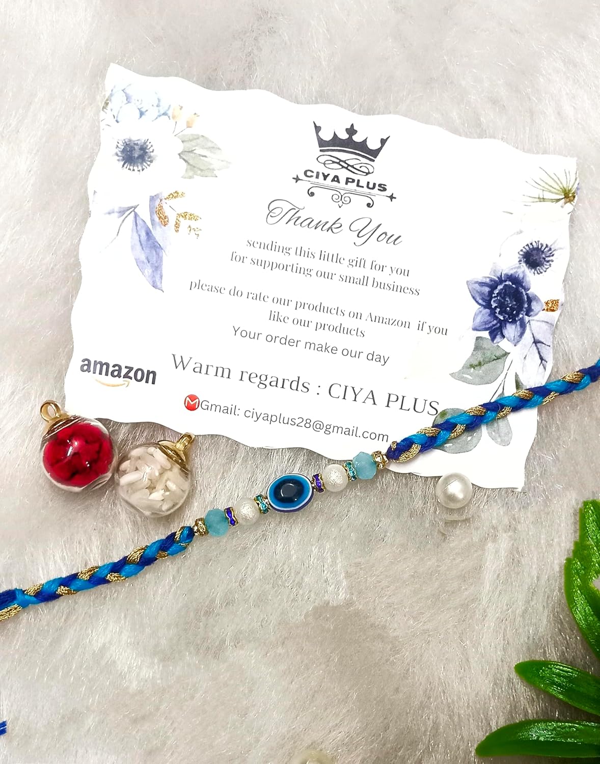 CIYA PLUS evil eye Rakhi For Brother with beautiful Small pack of Roli chawal, Get The Best Evil Eye Rakhi For Your Brother. - Image 4