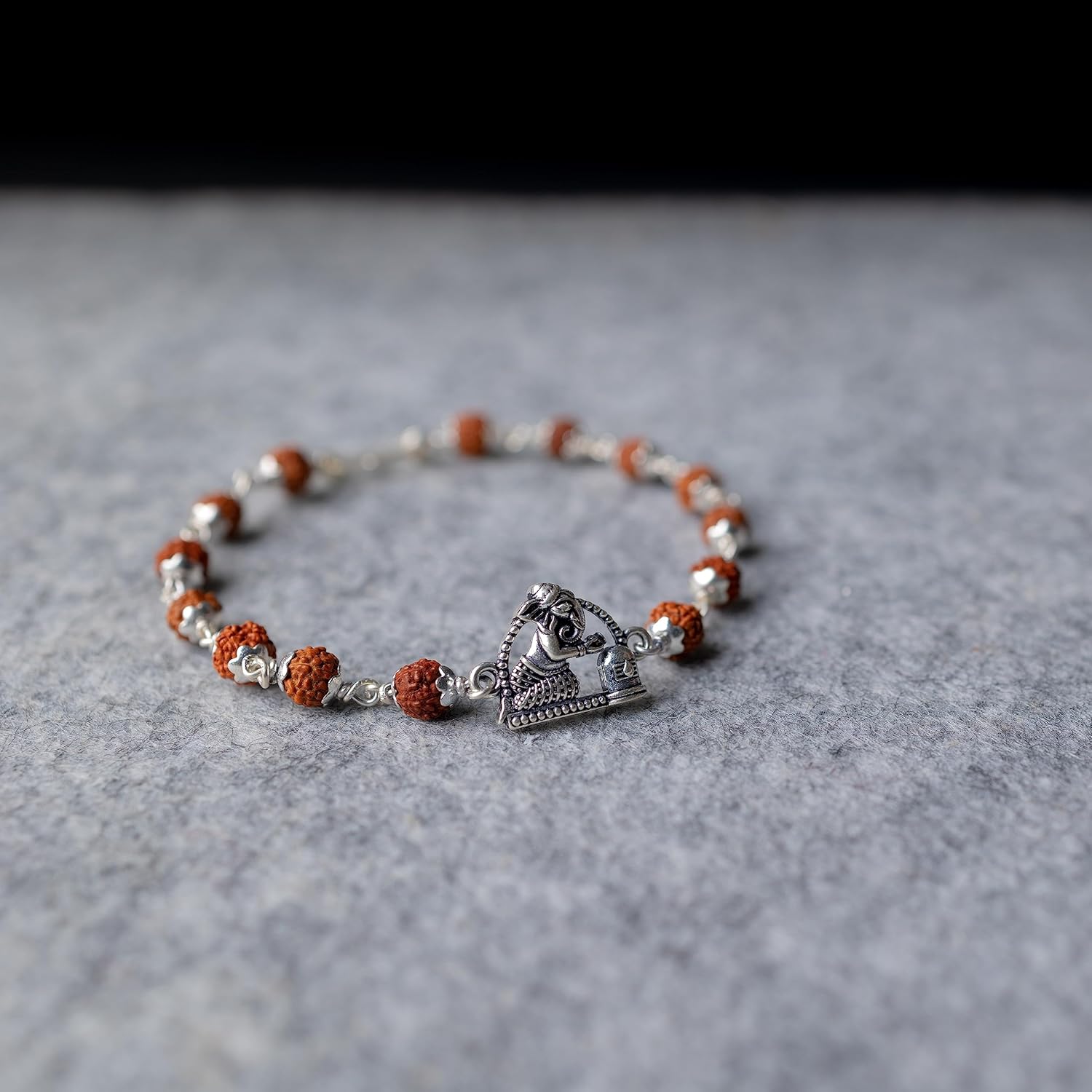 Hem Jewels Pure Silver Rudraksh Rakhi for Brother | Rudaksh Bracelet for Boys and Men | Rakhi With Ganesha and Shivling Motif (HJRKH-60) - Image 5