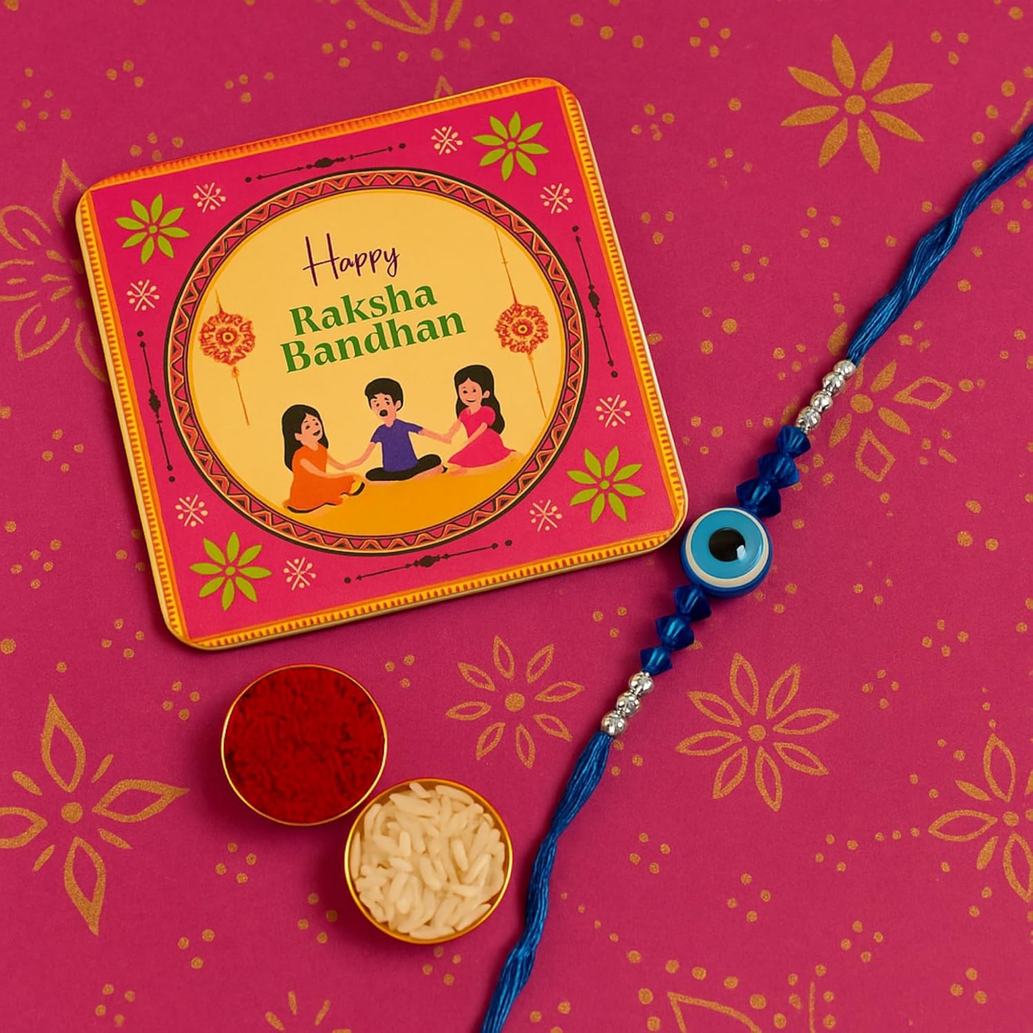Tresneria Evil Eye Designer Rakhi with Roli Chawal Pack - Rakhi for Brother, Bhaiya, Bhai - Image 5