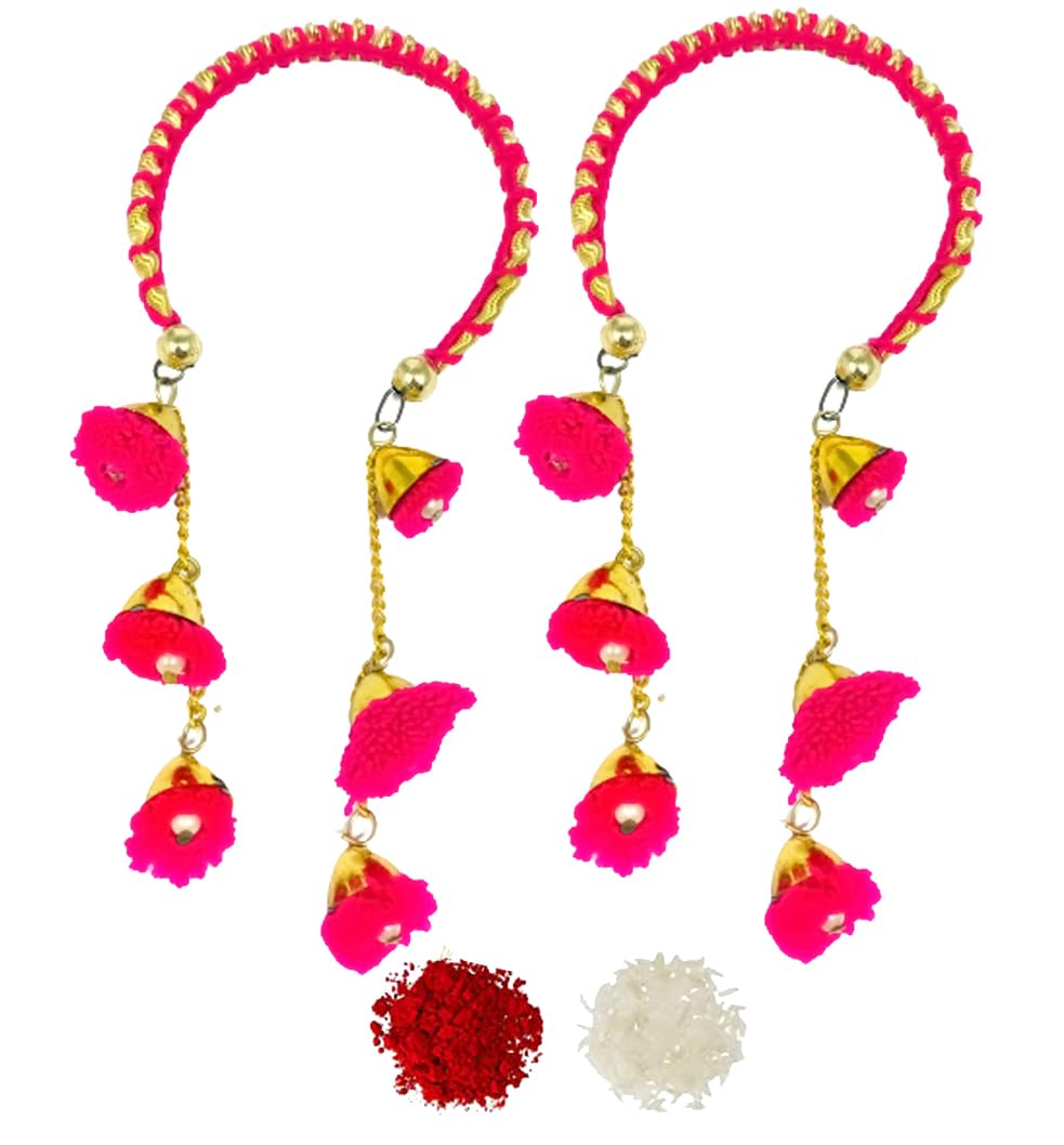 Sesonby Set Of 2 Bhabhi Rakhi For Sister Rakhi For Girls Rakhis | rakhiS for sister in law | rakhi combo Rakhis Hanging chuda rAkhi | Bhabhi RAkhi Wrist Band #K-77-Two- Pink - Image 2